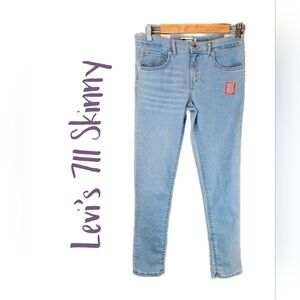Levi's Jeans Girls Sz 16R & 14R 711 Skinny Stretch Adjustable Waist Light Wash